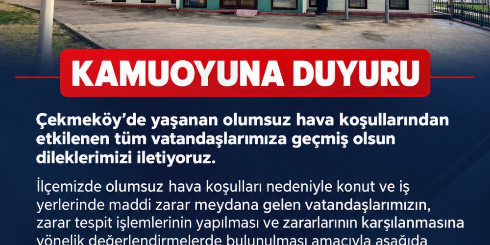 Yağan yağmurlarla ilgili Çekmeköy kaymakamlığından açıklama....